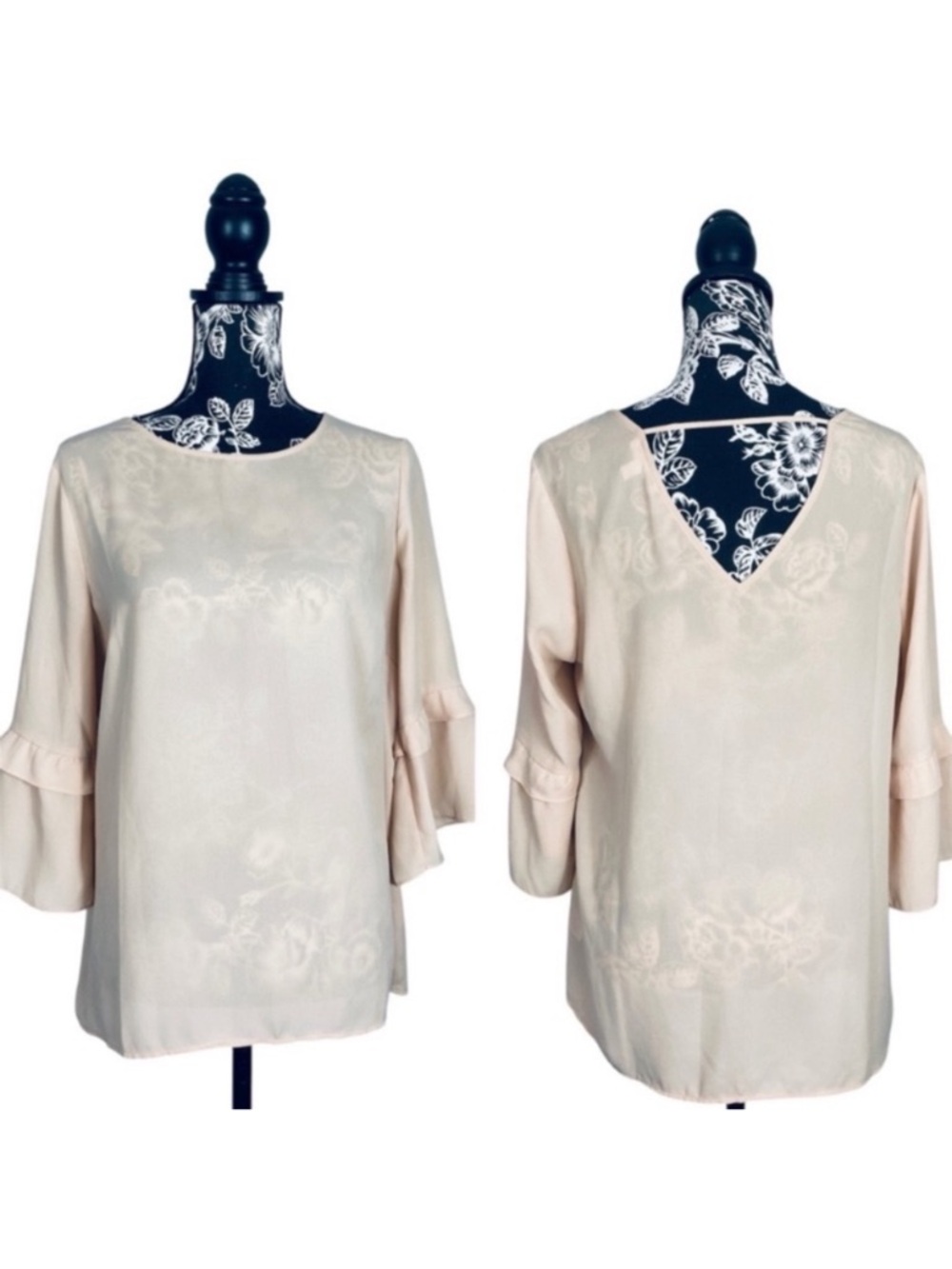 5 for $25 DR2 Daniel Rainn beige flutter sleeve chiffon top size medium